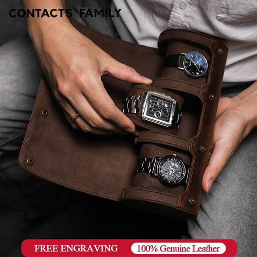 Luxury 1/2/3 Slots Watch Roll Box Leather Watch Case Holder For Men Travel Watches Organizer Display Jewelry Storage Pouch Gift