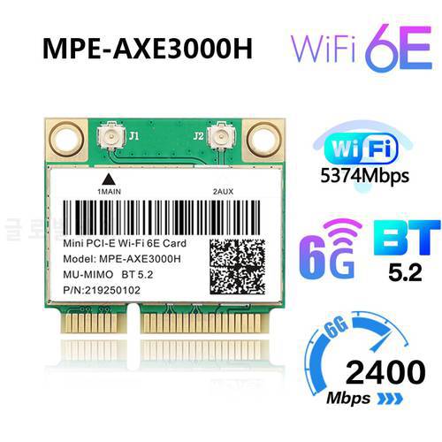 5374Mbps WiFi 6E For AX210 Mini PCI-E Network WiFi Card MU-MIMO 2.4G/5Ghz/6Ghz 802.11AX Compatible Bluetooth 5.2 For Windows 10