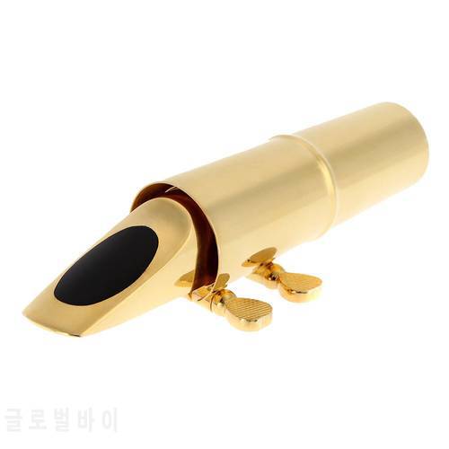 Jazz Alto Sax Saxophone Mouthpiece 7C Metal with Mouthpiece Patches Pads Cushions Cap Buckle Gold Plating with a metal cap