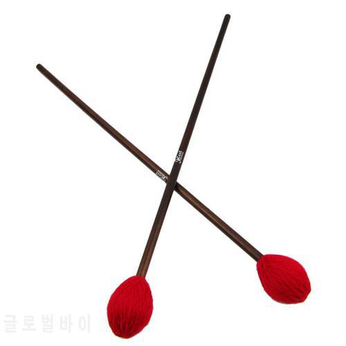 NEW 1 Pair Marimba Mallets Percussion Sticks Drumsticks Medium Hard Yarn Head Red For Percussion Instruments Drum Accessories