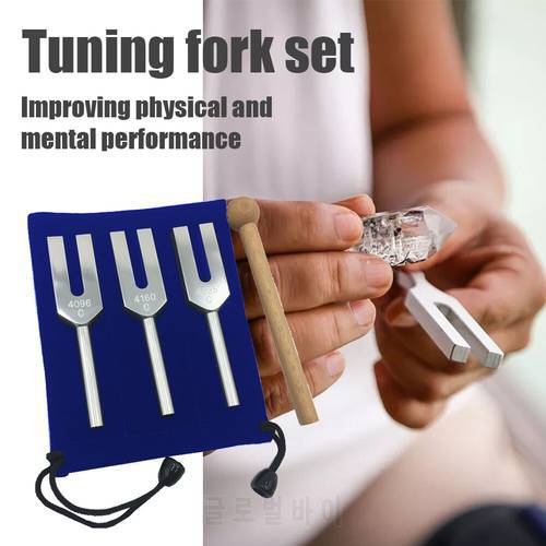 Angel Tuning Fork Set Crystal Clear Space Wood Hammer Velvet Bag Sound Therapy Heal Meditate Music Instrument Balance Vibration