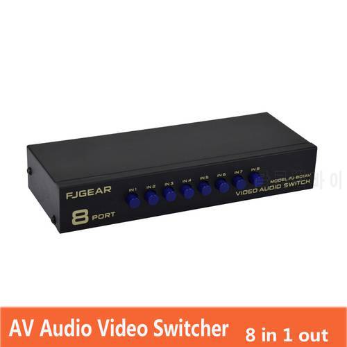 8 Port AV Switch Distributor RCA Audio Video Splitter Switcher TV DVD Monitor 8 in 1 out FJ-801AV