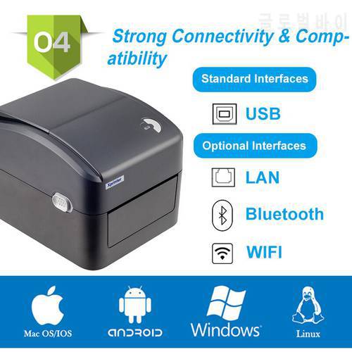 XP-420B/480B 4 Inch Label Printer No Ink Directly Print From Thermal Printer Support Mac And Windows Wifi Sticker Printer