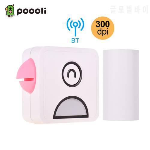 Poooli L2 Pocket Thermal Printer 58mm Wireless BT Printer 300dpi w/ 1 Roll Thermal Paper for Printing Labels Lists Photos Making