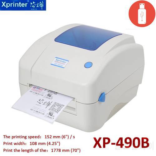 Xprinter XP-490B thermal label printer 4x6 High quality Direct Thermal max print width 108mm barcode printer