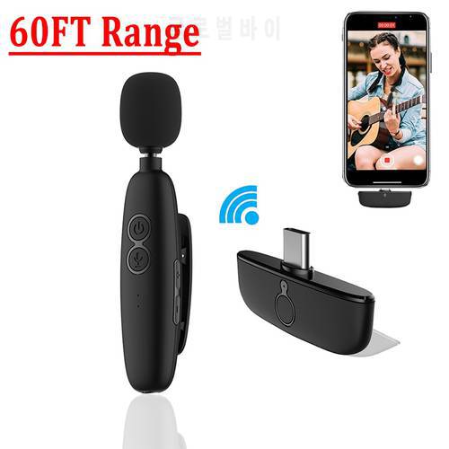 Wireless Lavalier Microphone Noise Cancel Low Latency 18m Mini 3.5mm Receiver For iPhone Youtube Live Broadcast Phone Microfonoe