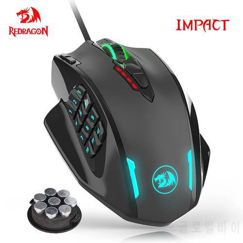 REDRAGON Impact M908 USB wired RGB Gaming Mouse 12400 DPI 17 buttons programmable game Optical mice backlight laptop PC computer