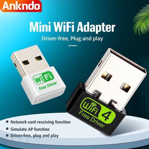 ANKNDO Wifi USB Adapter 150M 2.4G Mini Wireless Network Card Receiver for Laptop PC Computer Drive Free Usb2.0 Wlan WIFI Dongle