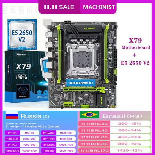 MACHINIST X79 Motherboard LGA 2011 Kit Set With Xeon E5 2650 V2 Processor CPU Support DDR3 ECC RAM Four-Channel NVME M.2 X79-282