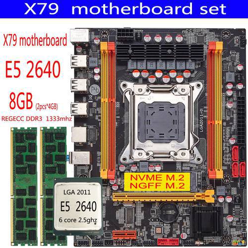 Qiyida X79 chipset motherboard combo kit set Xeon E5 2640 LGA 20112Pcs x 4GB= 8GB 1333 DDR3 ECC REG memory