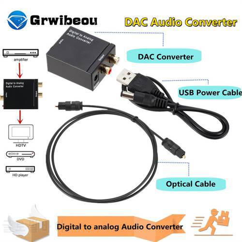 Grwibeou DAC Digital To Analog Audio Converter RCA R/L Output Optical Digital Stereo Audio SPDIF Coaxial To Analog DAC USB