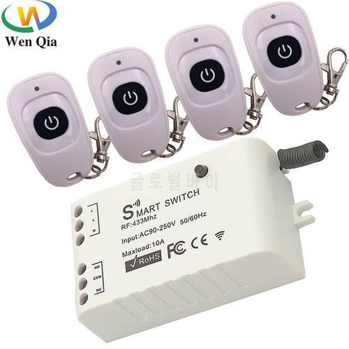 433Mhz Universal Wireless Remote Control Switch AC90V-250V 10Amp 1CH RF Relay Receiver Transmitter Module for LED/Light/fan lamp