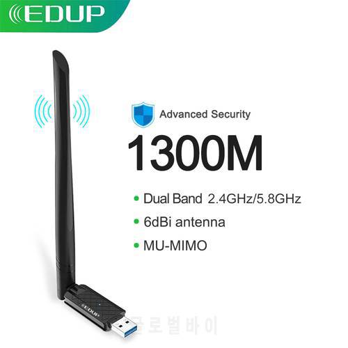 EDUP 1300Mbps Wifi Adapter 2.4GHz/5.8GHz Dual Band USB 3.0 Wireless Network Card Adapters Wi-Fi Dongle For Laptop Desktop PC