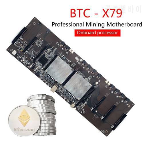 BTC X79 Dual CPU Miner Motherboard for CPU Set support 9*3060 Graphics card for DDR3 Memory 60mm Distance Low Power