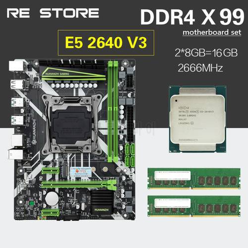 HUANANZHI LGA 2011-3 Motherboard kit xeon x99 E5 2640 V3 2*8G DDR4 2133 ECC memory NVME USB3.0 ATX Server