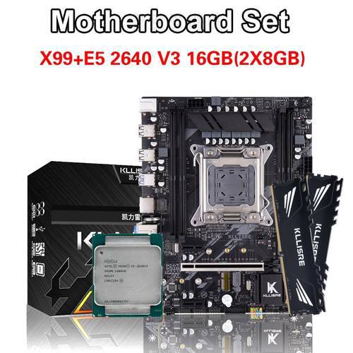 Kllisre LGA 2011-3 motherboard kit xeon x99 E5 2640 V3 CPU 2pcs X 8GB =16GB 2666MHz DDR4 memory