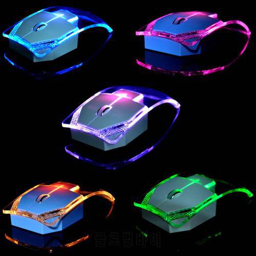 Colorful LED Light Transparent Wireless Mouse Optical Mice For Laptop Desktop PC Portable Click Quiet