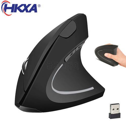 HKXA Wireless Mouse Vertical Gaming Mouse USB Computer Mice Ergonomic Desktop Upright Mouse 1600DPI for PC Laptop Office Home