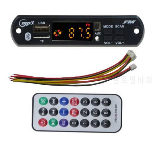 Bluetooth-compatible 5.0 MP3 decoder board Lossless sound quality car decoder AUX audio interface 12V support USB/FM/TF card