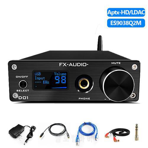 FX-AUDIO- D01 DAC Headphone Amplifier ES9038Q2M 32Bit 768kHz DSD512 Bluetooth 5.0 LDAC USB XU208 6.35mm Headphone Audio Decoder