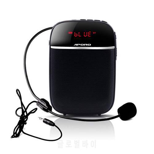 Portable Voice Amplifier for Teachers with Wired Microphone Headset Waistband Rechargeable BT Speaker with Music FM TF Card