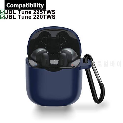Protective Silicone Case Cover Bag Skin with Carabiner Scratch Proof Shockproof for JBL Tune 225 220 TWS True Wireless Earbuds