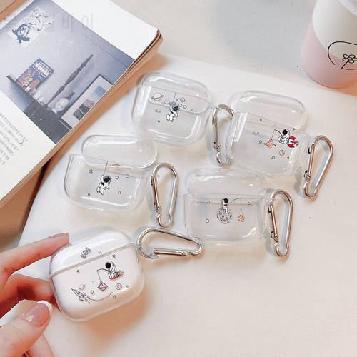 Cute Astronaut Transparent Case For 2021 New Airpods 3 Soft TPU Protective Case Bluetooth Headset Cases for Airpods1 2 pro Shell