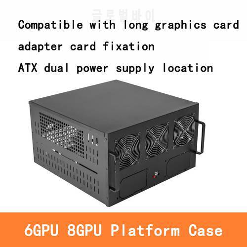 6U Mining Rig Frame Server Case 6GPU 8GPU Mining Machine 6-8card for BTC ETH Prlatform Dual Power Bit