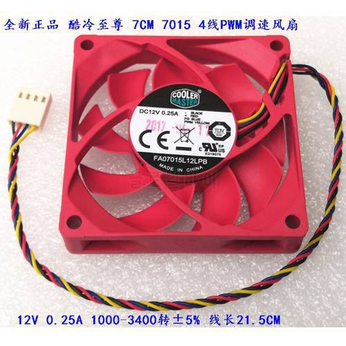 Cooler Master DC12V 0.25A 7015 70*70*15MM 70MM Cooling Fan FA07015L12LPB FA07015L12LNB AMD CPU Cooling Fan 4PIN PWM
