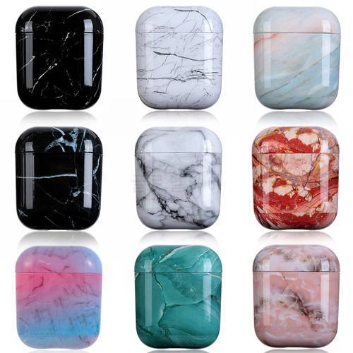 Marble Pattern Earphone Case For Airpods Hard PC Dust Guard Bag Shell Protective Case Cover For Apple AirPods 1 2 Charging Box
