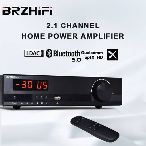 BRZHIFI Audio TPA3255 2.1 Channel Home Amplifier ES9018K2M Decoding LDAC DSP Bluetooth 5.0 Stereo Amp Support U Disk Phone App