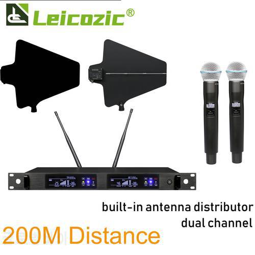 Leicozic QLX-24D 200M True Diversity Wireless Microphone Buit In Antenna Spliter Distribution Bloster UA874 Stage Performance