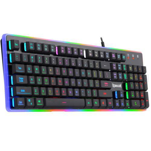 Rdragon K509-RGB PC Game Keyboard 104 key Quiet low-key mechanical feeling keyboard Windows(with Edge Side Light Illumination)