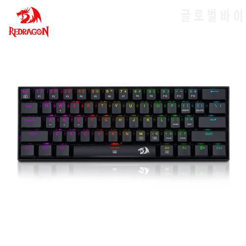 REDRAGON K630 DragonBorn RGB USB Mechanical Gaming Keyboard Red Switch 61 Keys Wired detachable cable,portable for travel