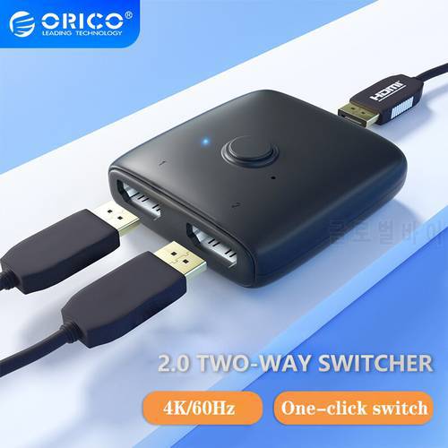 ORICO HS2-A1 4K HD HDMI Compatible KVM Switch 60Hz Two-way Audio 2 In 1 Out Converter Splitter Adapting PS4/5 TV Box Switcher
