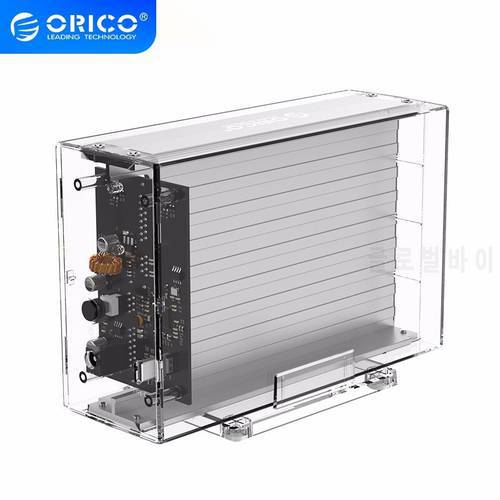 ORICO HDD Enclosure Transparent Series Dual-Bay 3.5 ‘’ Type-C Portable Hard Drive Enclosure External Solid State SSD Hard Drive