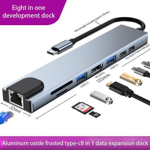 8 In 1 USB C HUB Memory Card Reader USB 3.0 To HDMI-compatible Adapter Type-C HUB Dock For MacBook Pro Usb Cable Splitter