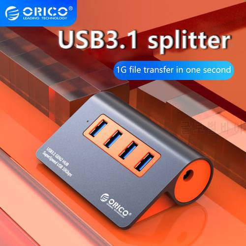 ORICO USB3.1 Gen2 HUB 10Gbps Aluminum USB Hub OTG Splitter USB Several Port Extension With 12V Power Adapter Computer Peripheral