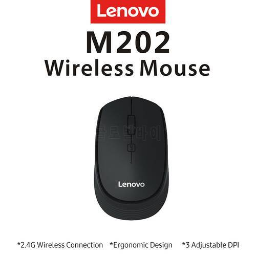 Lenovo M202 Wireless Mini Computer Mouse USB Connection 2.4GHz Wireless Mice Notebook Desktop1600dpi 4 Keys Mute Mous for Laptop