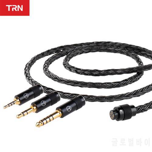 TRN T2 PRO 16 Core Silver Plated HIFI Upgrade Cable 3.5/2.5/4.4mm Plug MMCX/2Pin For TRN KZ CCA Earphones VX V90S ZSX ZAS MT1