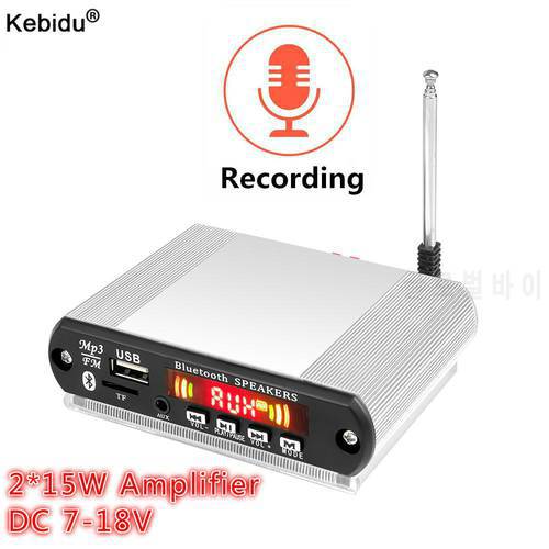 Kebidu 2*15W Amplifier MP3 Decoder Board Wireless Bluetooth5.0 Recording MP3 Player DIY Shell Support USB/SD/FM Audio Module