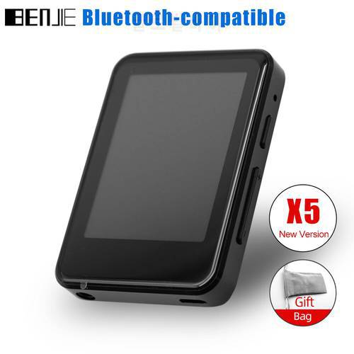 BENJIE X5 MP3 Player With Bluetooth 5.0 Portable Touch Screen Lossless Audio Music Players With Speaker FM Radio Recording Ebook