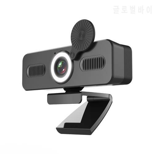 JOYUSING 2K 5MP Webcam with Speakers & Microphone for Computer Laptop,120 Degree View Angle QHD USB Camera with Ring Light