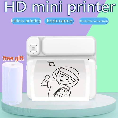Portable Thermal Printer Mini Pocket Photo Note Printer Thermal Label Printer 57mm Wireless Inkless Printing Bluetooth Printers