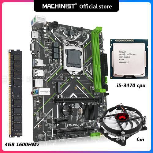 Machinist B75 LGA 1155 Motherboard Kit Set With Intel Core I5 3470 Processor 4GB DDR3 ram Memory and CPU cooler VGA