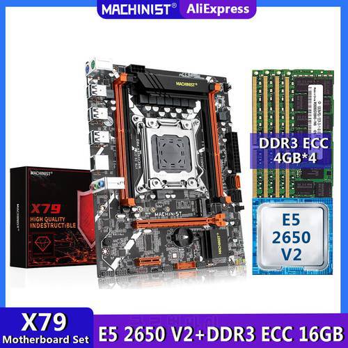 MACHINIST X79 Kit Motherboard LGA 2011 Set With Xeon E5 2650 V2 CPU Processor 16G=8G*2 DDR3 ECC Memory RAM NVME M.2 X79-Z9-D7