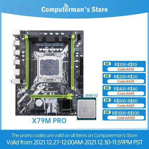 HUANANZHI M PRO LGA 2011 Motherboard combo kit set Intel XEON E5 2650 V2 support DDR3 RECC NON ECC Memory M.2 NVME USB3.0 SATA