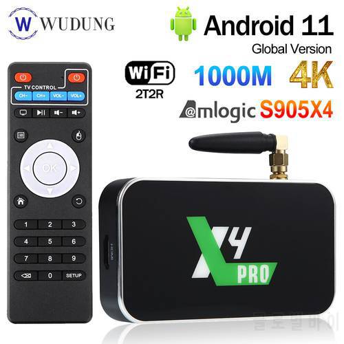 UGOOS X4PRO Android11.0 Amlogic S905X4 TV Box 4G DDR4 32G ROM H.265 Smart Media Player 2.4G/5G 2T2R WiFi 4K@60fps Set Top Box