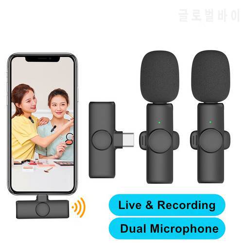 Wireless Lavalier Microphone for iPhone Android Mini Wireless Dual Microphone with YouTube Facebook Vlog TikTok
