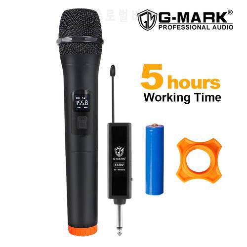 Wireless Microphone G-MARK X110V Handheld Mic Rechargeable Battery For Karaoke Party Home Meeting Church School Show